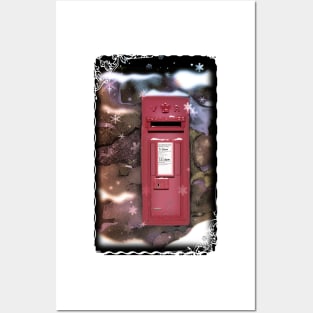 Traditional Red Post Box Christmas design { version 2 } Posters and Art